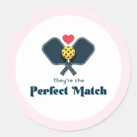 Perfect Match Preppy Pickleball Favor Classic Round Sticker