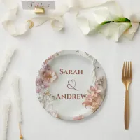 Soft Pink Flowers Paper Plates