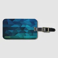 Personalized Geometric Blue and Teal Pattern Luggage Tag