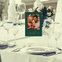 Just Married Green And Gold Photo Wedding Table Number