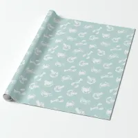 Crab and Lobster Pale Blue Seafood Patterned Wrapping Paper