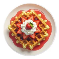 Waffles and Strawberries with Whipped Cream Ceramic Knob