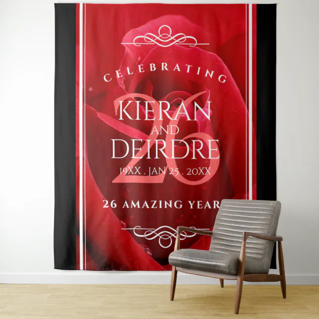 Elegant 26th Rose Wedding Anniversary Celebration Tapestry