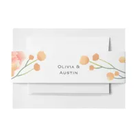 Tropical Peach Flowers Wedding  Invitation Belly Band