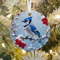 A Pretty Blue Jay | Personalized Christmas Metal Ornament