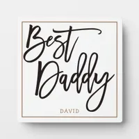 Best Daddy Gift Black Script Typography Name Gold Plaque