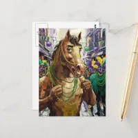 Happy Mardi Gras Brown Horse Postcard