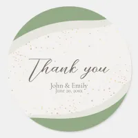 Sage Green Abstract Wedding Favor  Classic Round Sticker