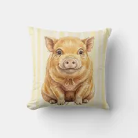 Watercolor Kunekune Pig Farm Animal Pillow Cover