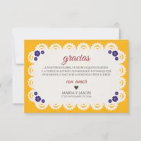 Papel Picado Yellow Nuestra Boda Spanish Wedding Thank You Card