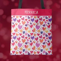 Colorful Hearts Valentine's Day Tote Bag