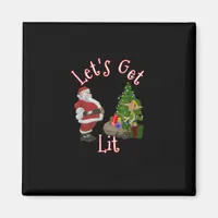Let's Get Lit Santa Christmas Tree Design Magnet