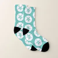 Beachy Beach Comber Sand Dollar Seashells Blue Socks