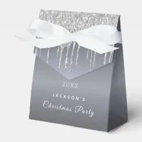 Christmas Party silver glitter drip elegant modern Favor Boxes