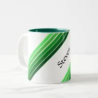 Mug - Green Diagonal Stripes with Name