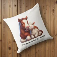 Foal & Lamb Best Friends Share a Touching Moment Throw Pillow