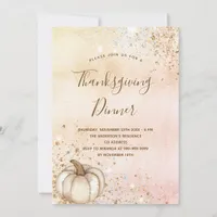 Rose gold rustic pumpkin Thanksgiving Dinner Invitation