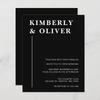 Budget Modern Black Wedding Invitations