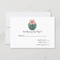 Rustic Blush Cacti Botanical Nature Desert Wedding RSVP Card