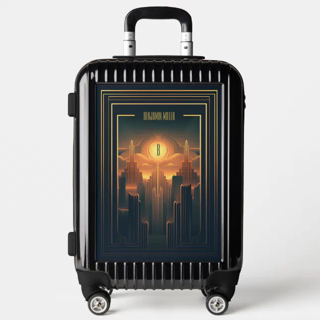 Art Deco Retro Vintage Classic 1920s Black & Gold Luggage