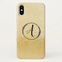 *~* Yellow Gold Foil Black Diamond Frame Monogram iPhone X Case
