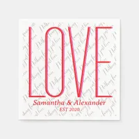 Valentine's Day Personalized Couple Modern Red Napkins