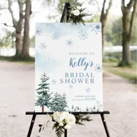 Bridal shower welcome sign, blue winter wonderland foam board