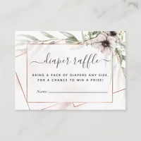 Eucalyptus Geometric Baby Shower Diaper Raffle Enclosure Card