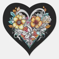 Floral Heart Romantic Heart Sticker