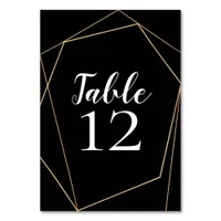 Elegant Black and Gold Geometric Frame Wedding Table Number