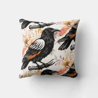 Watercolor Flowers Floral Raven Botanicals Throw Pillow