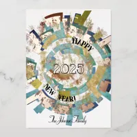 The earth in 2025 abstract happy new year custom foil invitation