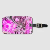 Pink and Black Fluid Art   Luggage Tag