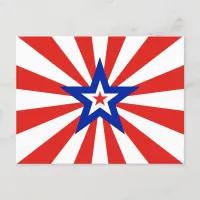 American Red Starburst Patriotic Party Invitation Postcard