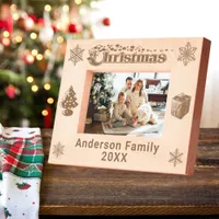 Christmas Custom Family Name Tree Snowflakes 6x4 Engraved Frames