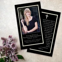 Simple Gold Frame Cross Memorial Prayer Card