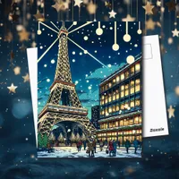 Eiffel Tower in Paris, France at Christmas time Postcard