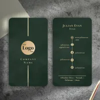 Vintage Emerald Dark Green Gold Luxe Company Logo Business Card