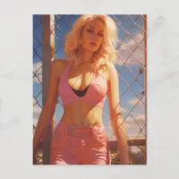 Blonde in Pink Postcard
