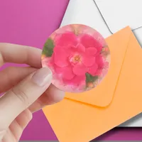 Pink Knockout Rose Watercolor  Classic Round Sticker