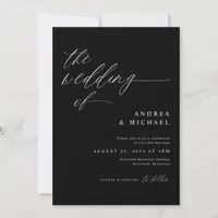 Modern Black Romantic Wedding Invitation