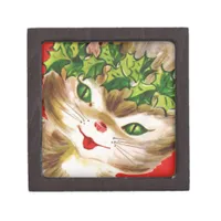 vintage Christmas kitty Jewelry Box