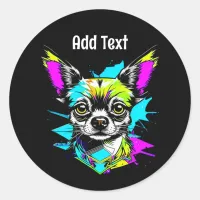 Chihuahua Cyberpunk style Art Personalized Classic Round Sticker