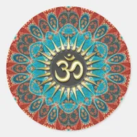 Om Aqua Red Earth Mandala Mindfulness Yoga Sticker