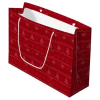 Red Nordic Pattern Christmas Gift Bag – Large