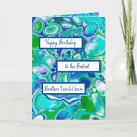 Blue Green Marble Art Happy Birthday Brother Card