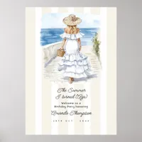 Coastal Old Money Summer Birthday Party Welcome Poster
