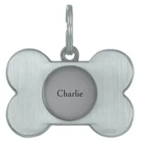 Custom Personalized Name Photo Art Grey Pet ID Tag