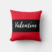 Valentine Red Black Valentine's Day Script Stylish Throw Pillow