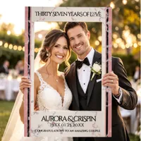 Elegant 37th Alabaster Wedding Anniversary Selfie Frame